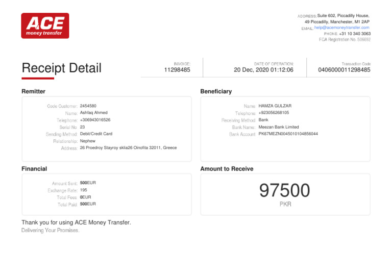 Receipt Detail: Remitter Beneficiary | PDF
