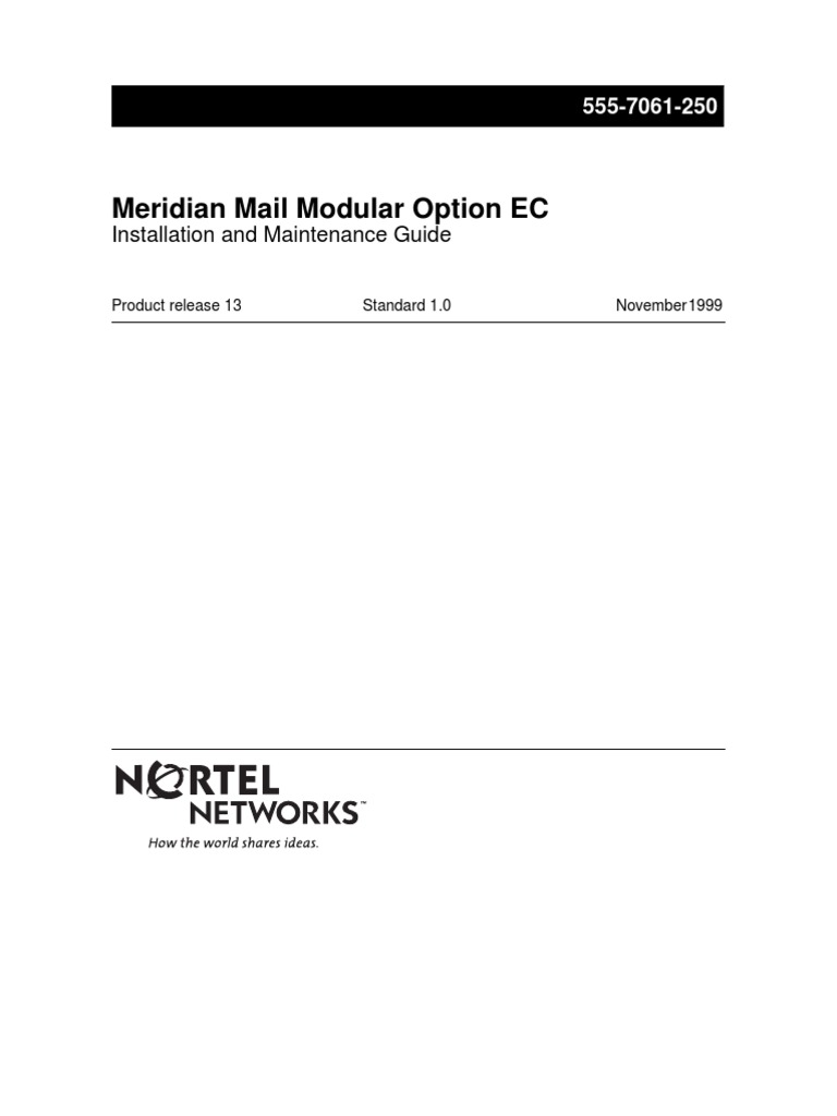 Meridian Mail Modular Option EC: Installation and Maintenance Guide ...