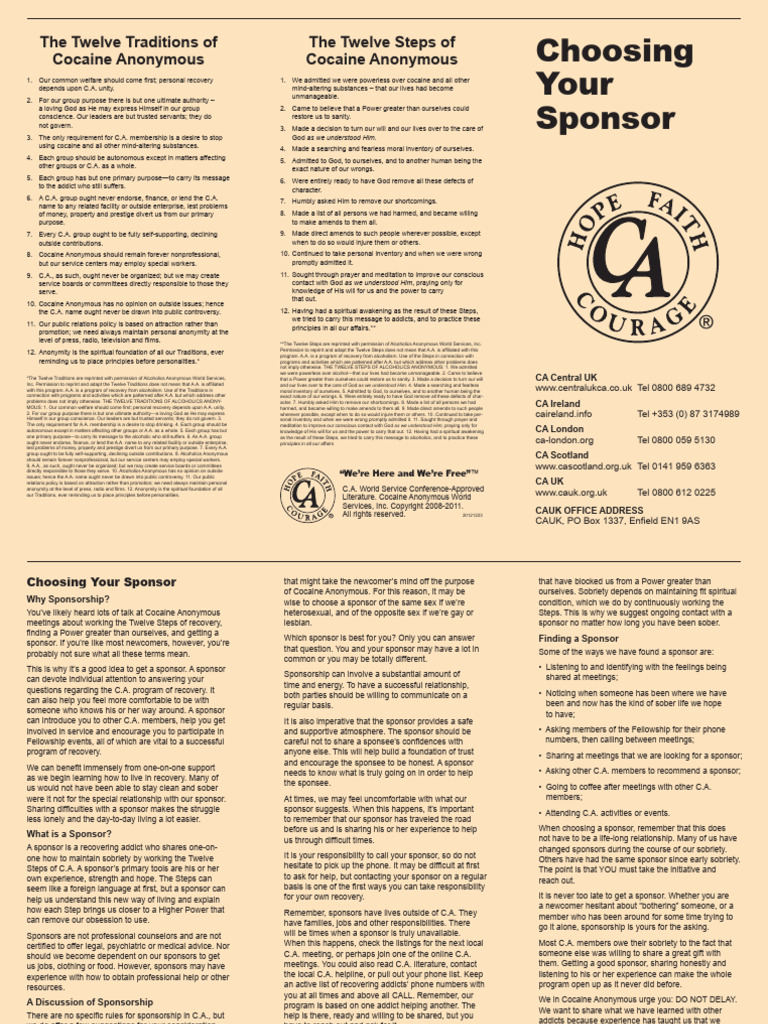 Cocaine Anonymous Traditions & Steps | PDF | Alcoholics Anonymous ...