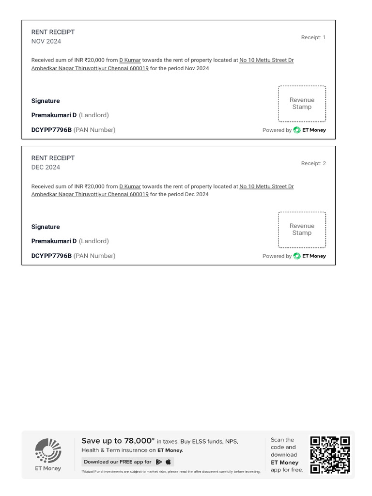 Online Rent Receipt Generator | PDF