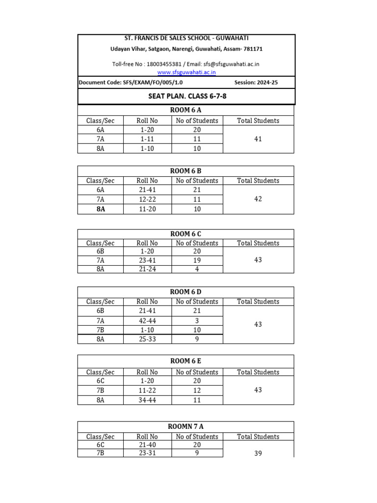 Sof Social - Science - Seat Plan Class 6-7-8 | PDF