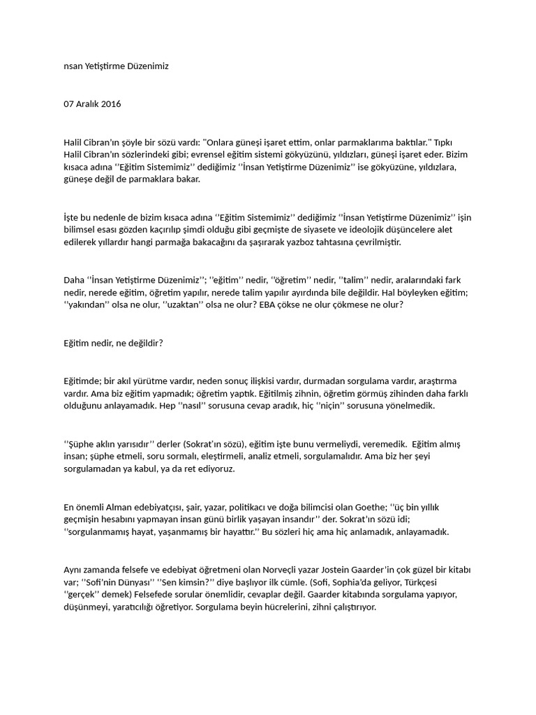 Nsan Yetiştirme Düzenimiz | PDF