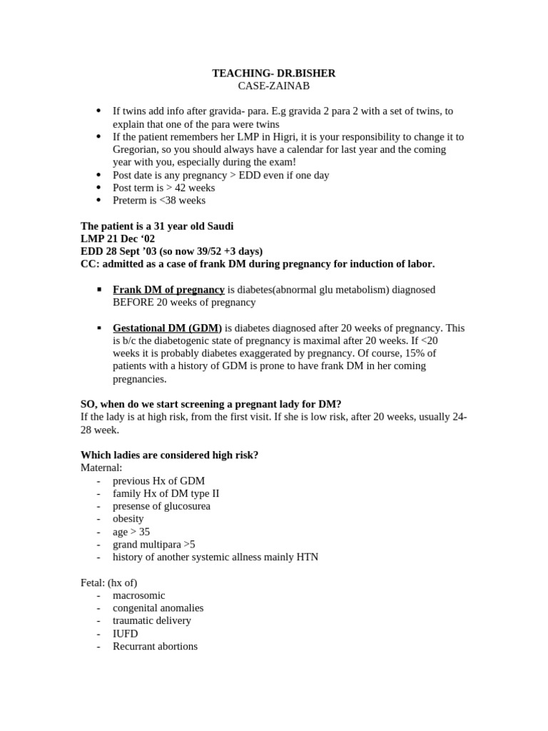 GDM Teaching | PDF | Human Chorionic Gonadotropin | Gestational Diabetes