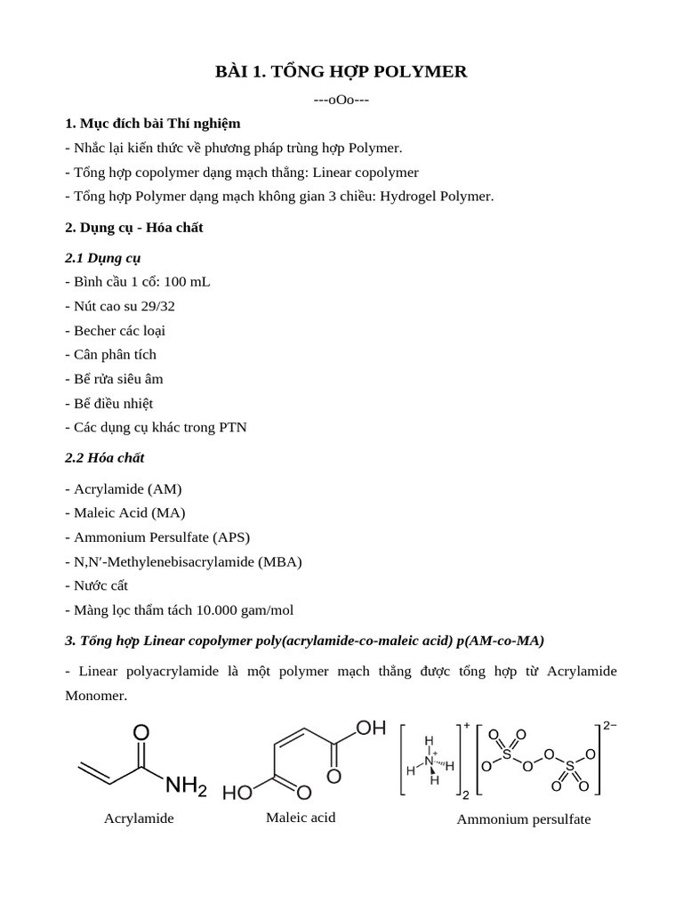 Bài 1. T NG H P Polymer | PDF