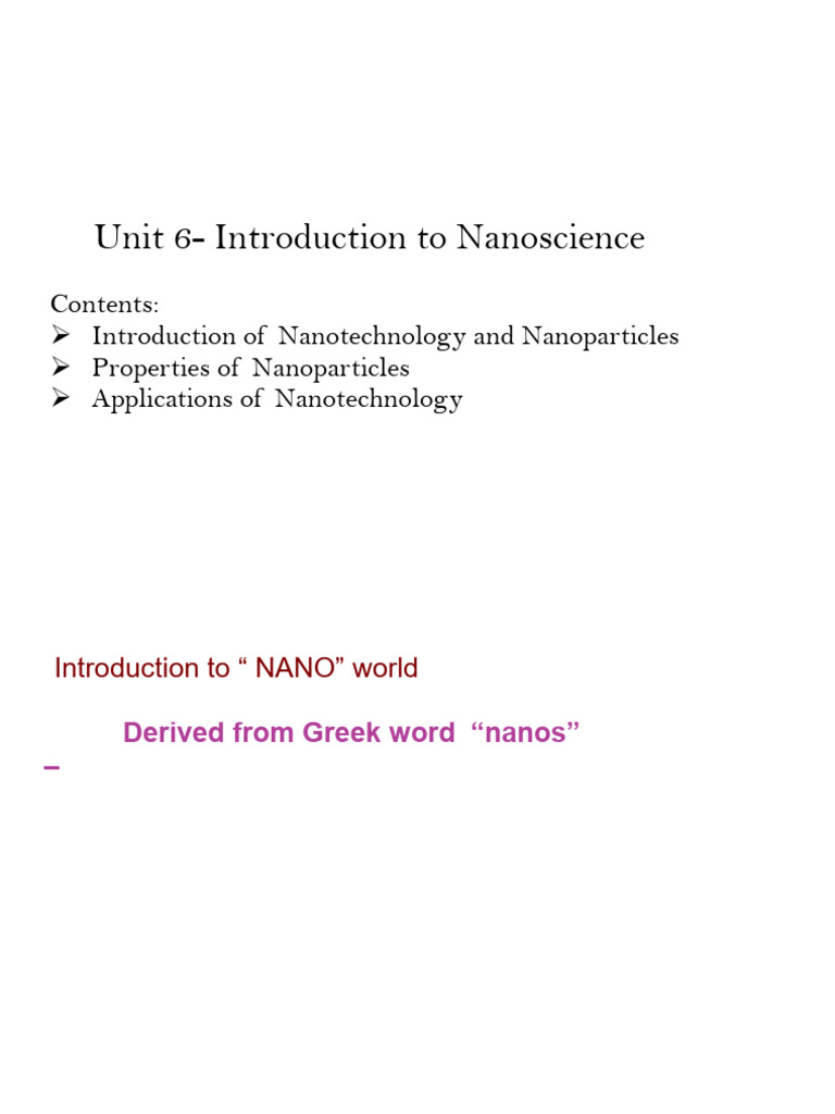 Nanoscience PPT | PDF | Nanoparticle | Nanotechnology