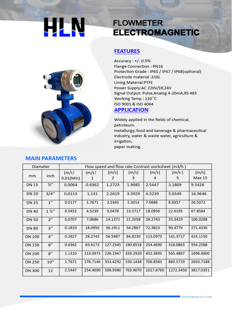 Brosure Flowmeter Electromagnetic 1 | PDF | Flow Measurement | Electronics