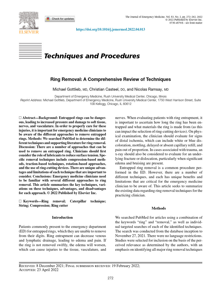 Ring Removal A Comprehensive Review of Techniques | PDF | Surgical ...