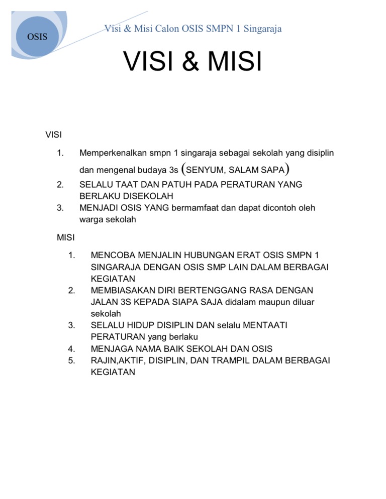 Visi Misi Osis