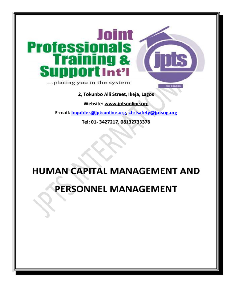 Human Capacity Development Personnel Mgt. (GST 301) | PDF