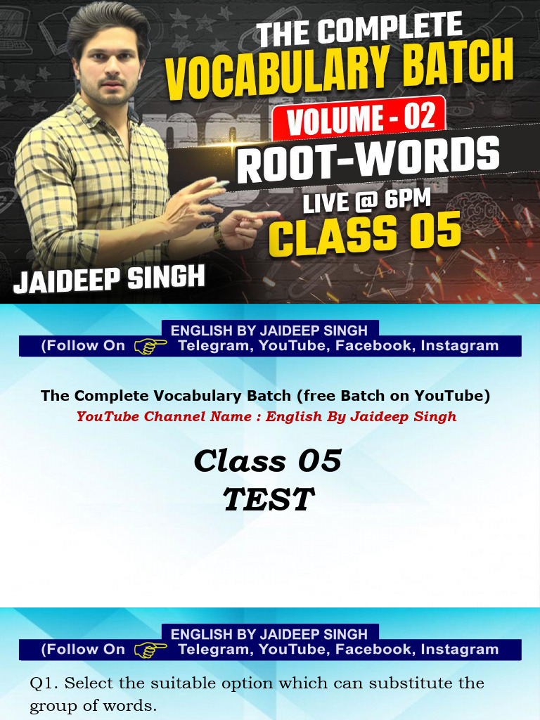 Vocabulary Test for Class 05 Students | PDF