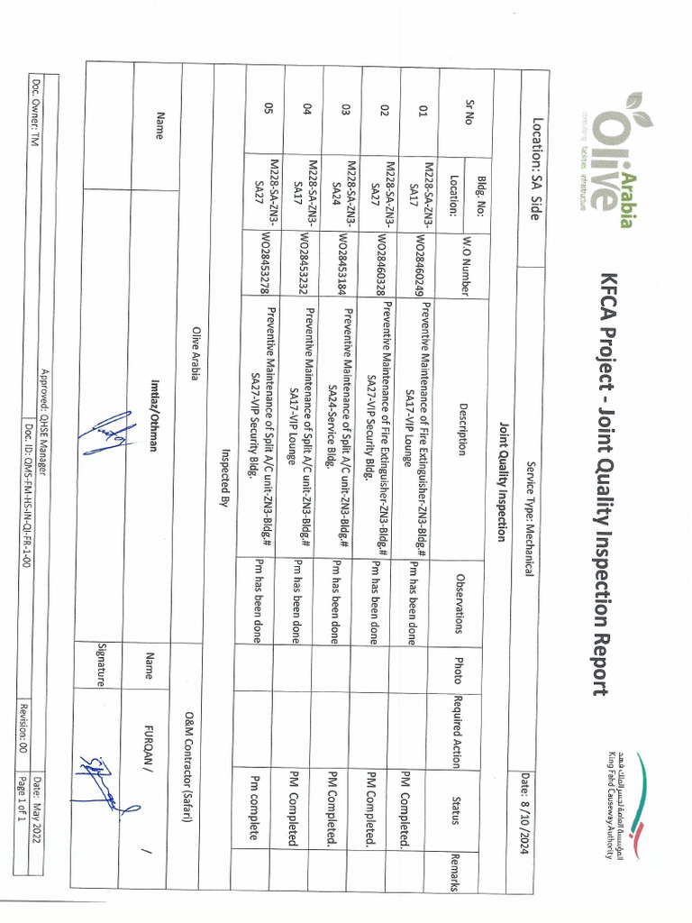 Mechanical Joint Quality Inspection Report 8th October 2024 | PDF