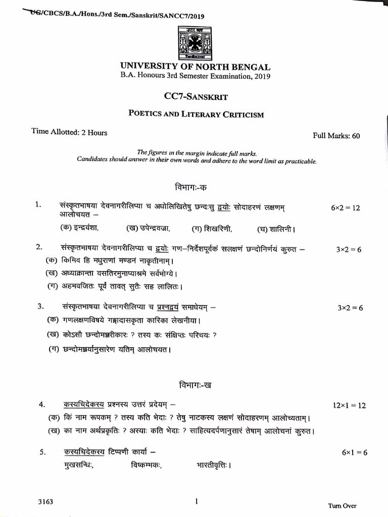 Sanskrit CC7 2019 | PDF