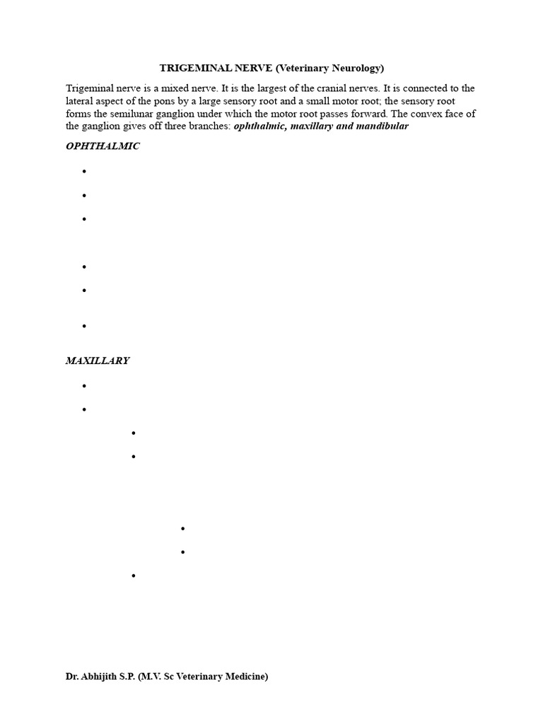 Trigeminal Nerve Edu Vet Short Note | PDF | Human Anatomy | Human Head ...