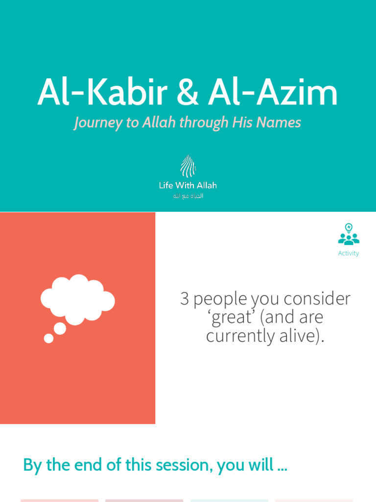 Al Kabir and Al Azim For Adults and Teens | PDF | God In Islam | Theology
