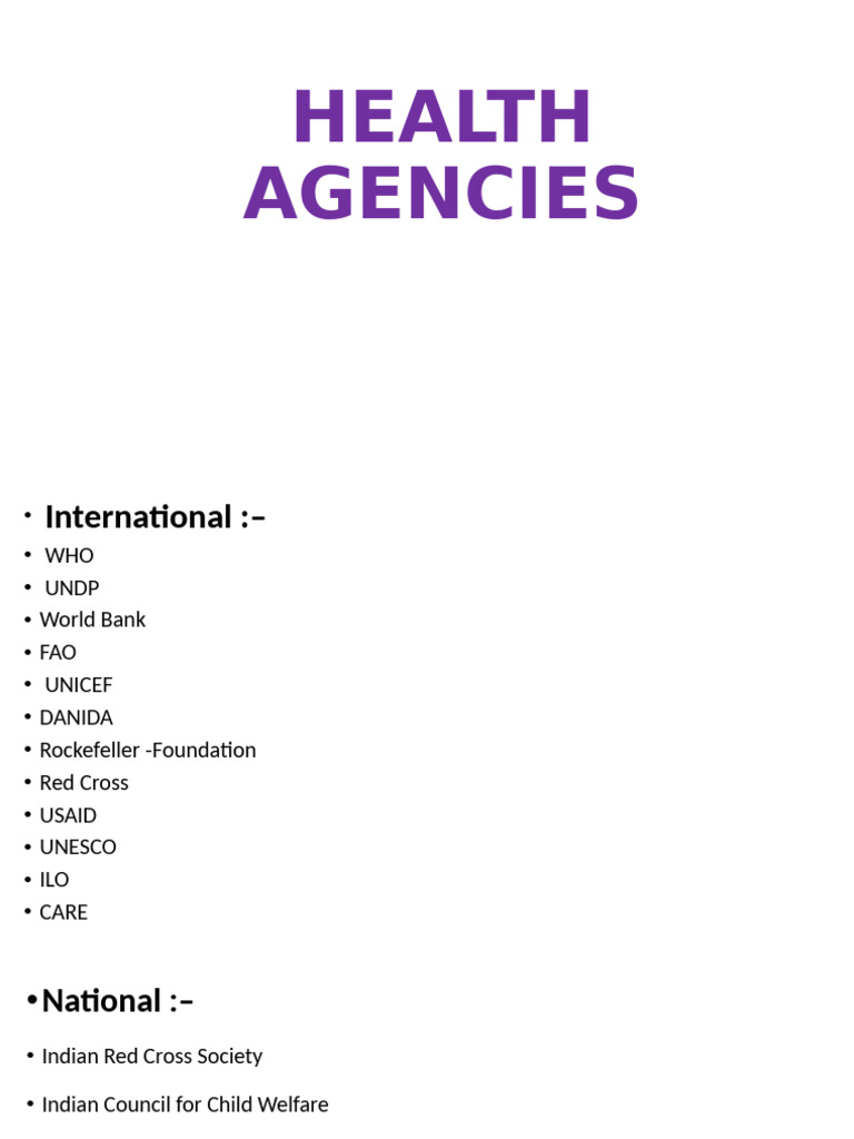Health Agencies | PDF | United Nations Development Programme | World ...
