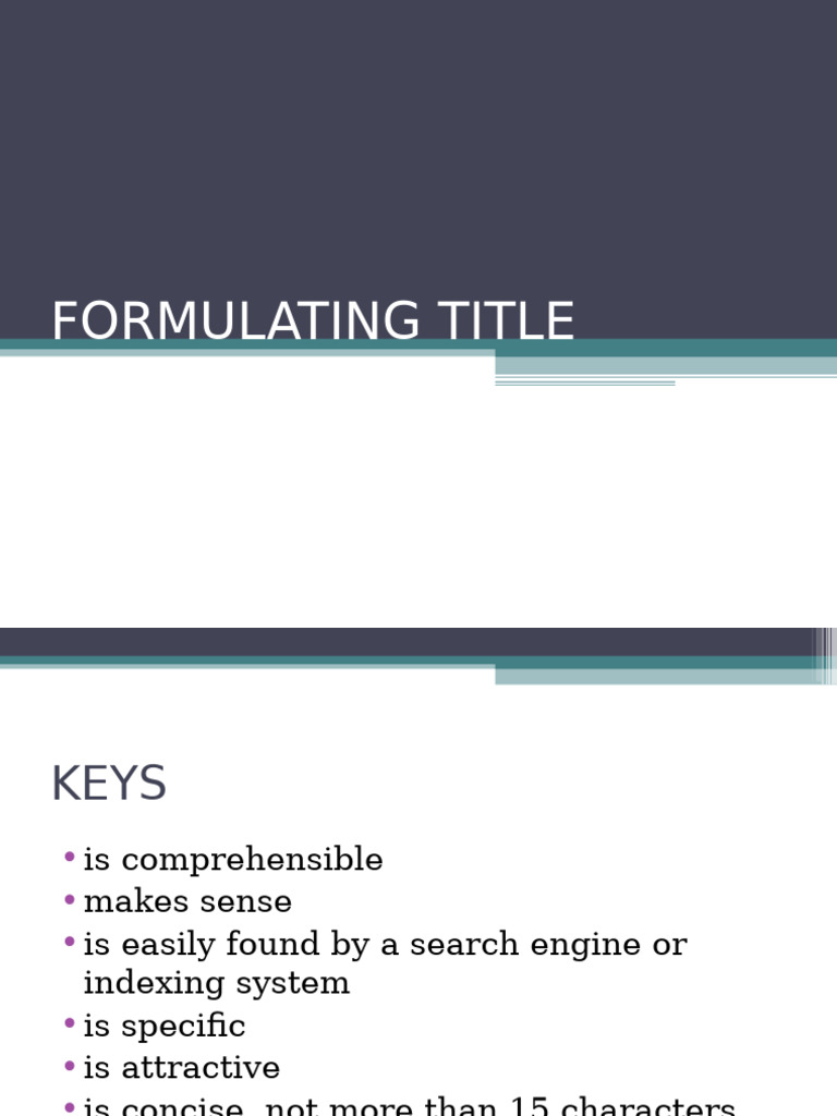 Formulating Title | PDF