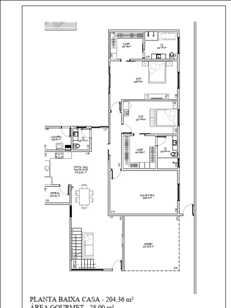 Planta Baixa de Casa com Área Gourmet | PDF