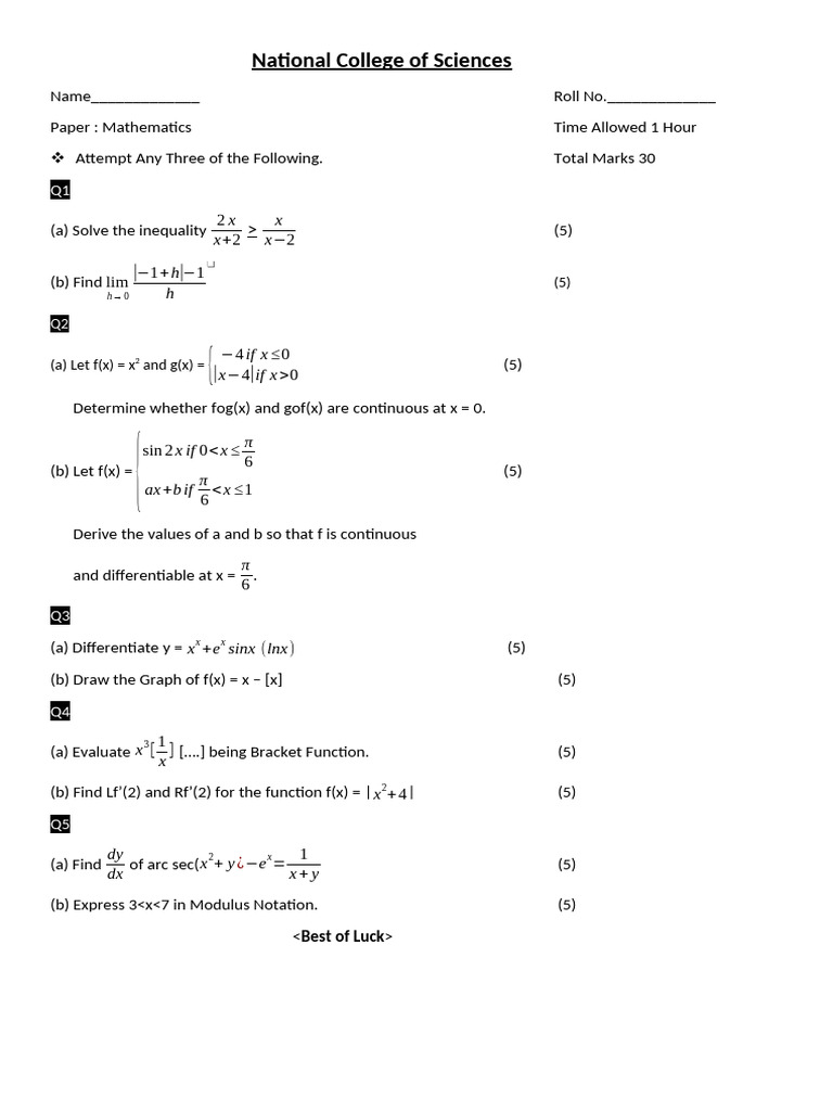 Bsc paper1 math ex 1 1 to 2 2 pdf
