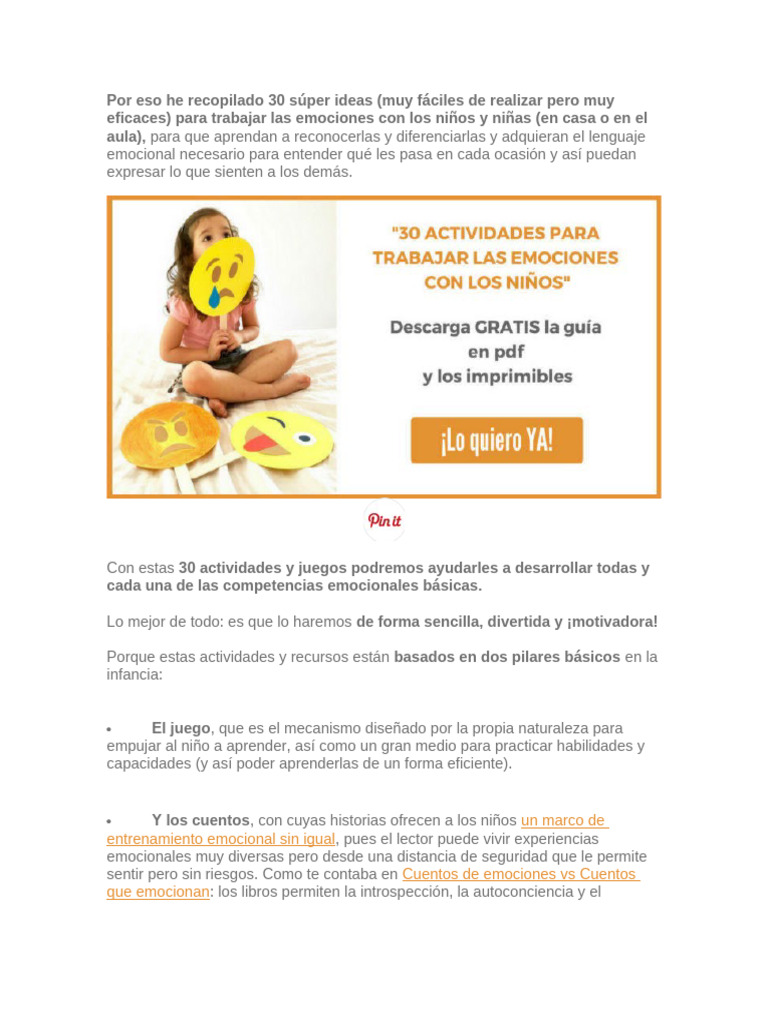 30 Actividades para Trabajar Emociones | PDF | Las emociones | Empatía
