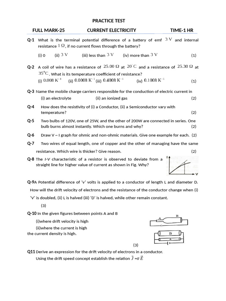 PRACTICE TEST | PDF | Electrical Resistance And Conductance ...