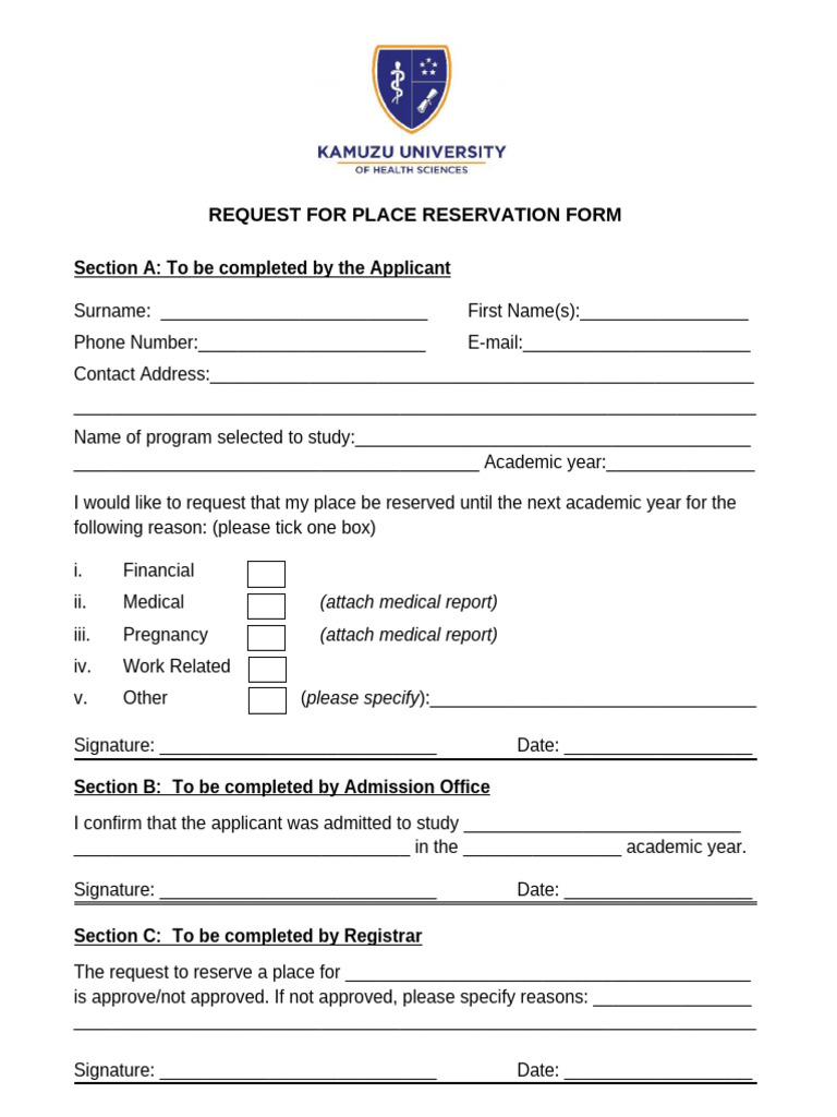 California Place Reservation Request Form | PDF