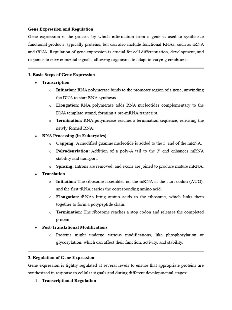 7-Gene Expression and Regulation-29-07-2024 | PDF | Gene Expression | Rna