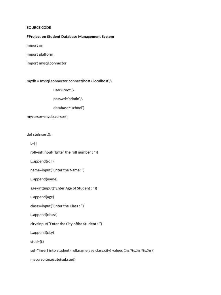 Student Database Management System Pdf Computer Science Software