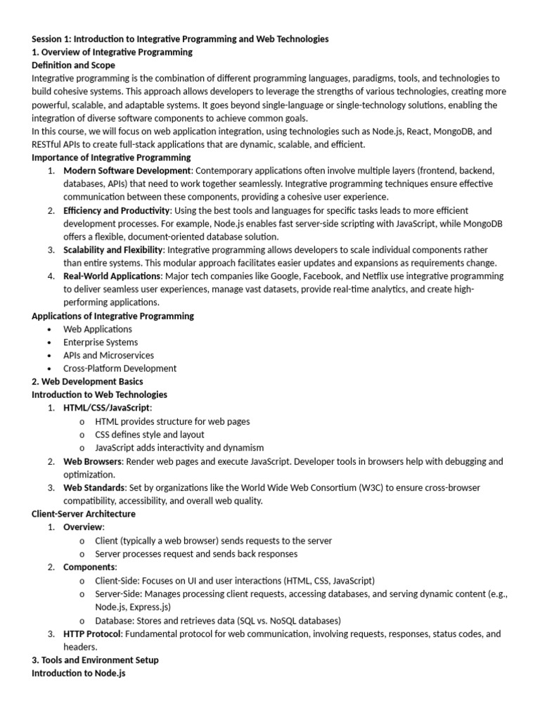 1 Introduction To Integrative Programming and Web Technologies | PDF ...