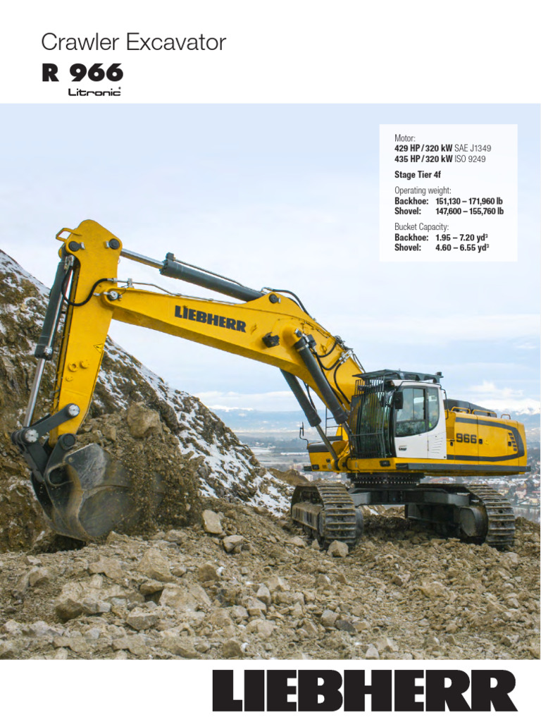 Liebherr R 966 Excavator Specifications | PDF | Horsepower | Truck
