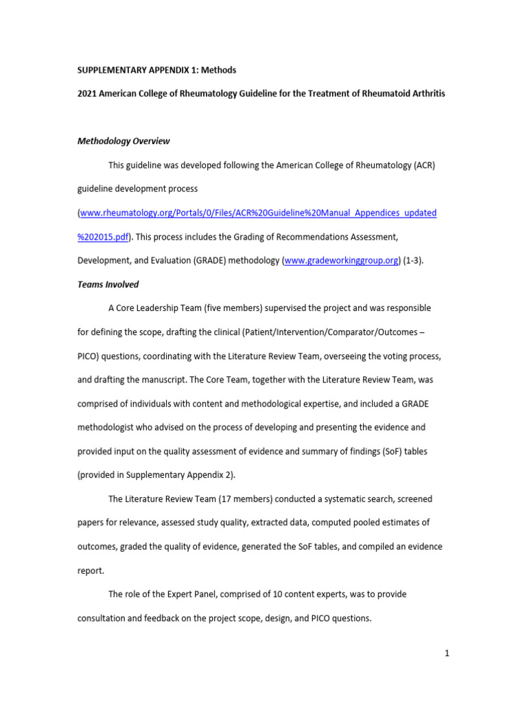 2021 ACR Rheumatoid Arthritis Treatment Guide | PDF | Randomized ...
