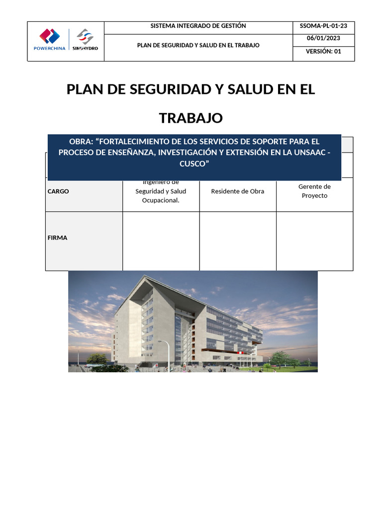 SSOMA-PL-01-23 Plan de SST | PDF | Seguridad y salud ocupacional | Valores