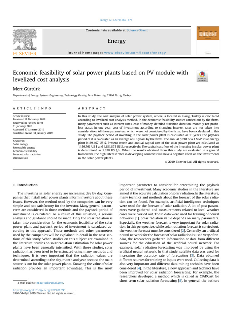 Solar Power Plant Economic Feasibility | PDF | Photovoltaics | Solar Power