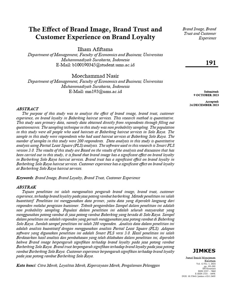 Brand Image and Trust Impact Loyalty | PDF | Brand | Validity (Statistics)