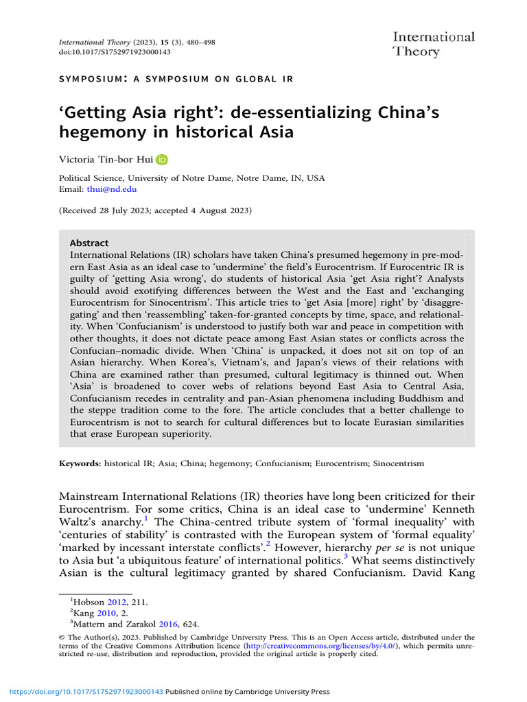 De-Essentializing China's Hegemony in Asia | PDF | Qing Dynasty | East Asia