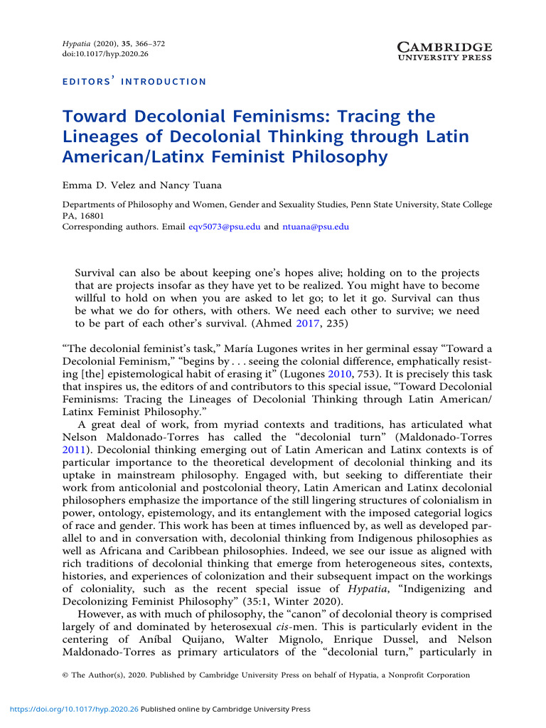Decolonial Feminisms in Latinx Philosophy | PDF | Feminism | Gender Studies