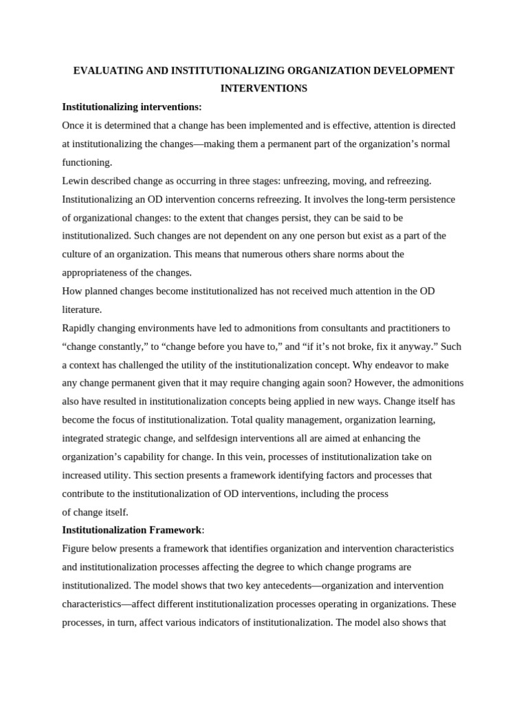 Institutionalizing Organization Development Changes | PDF | Motivation ...