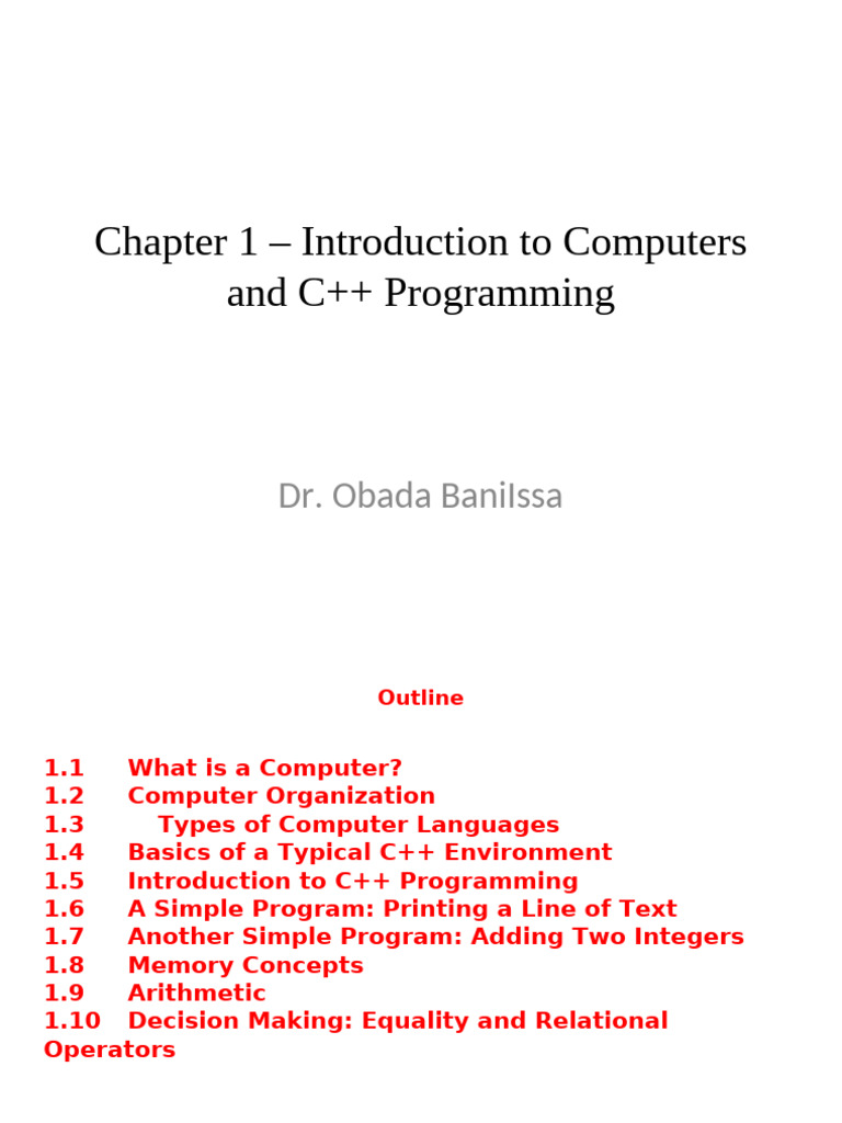 Chapter 1 Introduction To C Pdf Computer Data Storage Programming