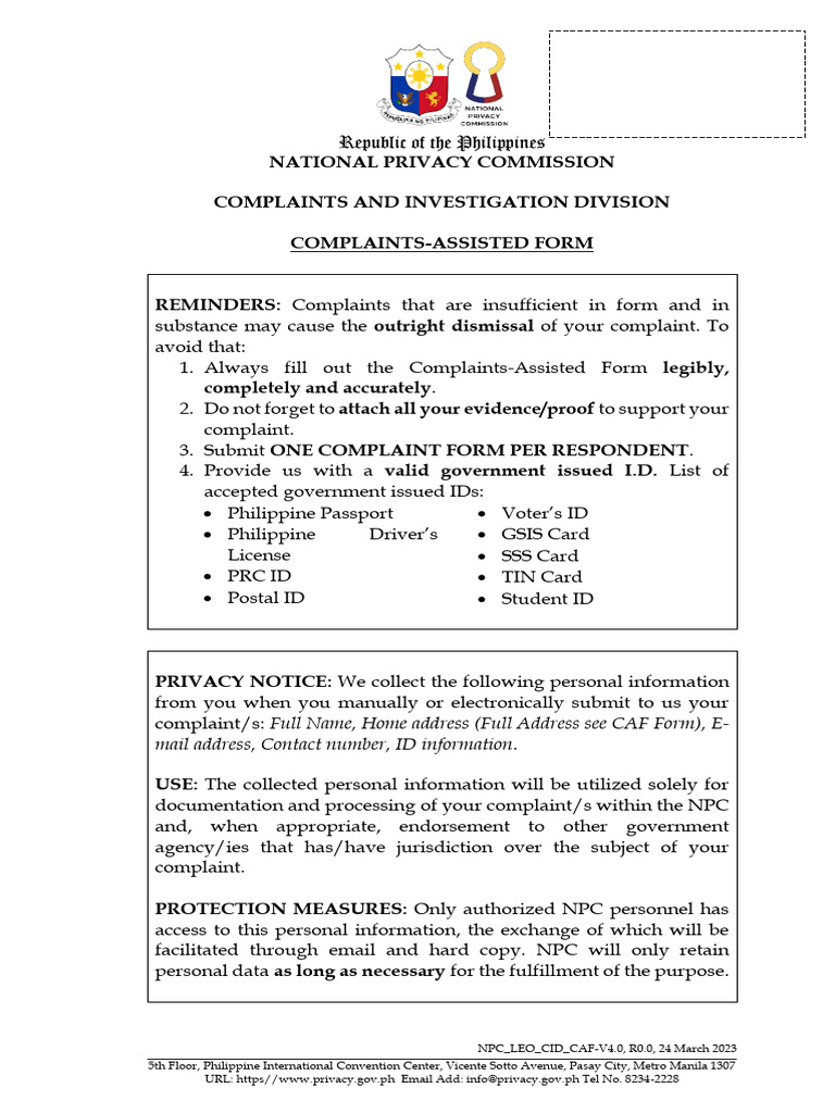 Complaints Assisted Form - 24 March 2023 Fillable | PDF | Complaint ...