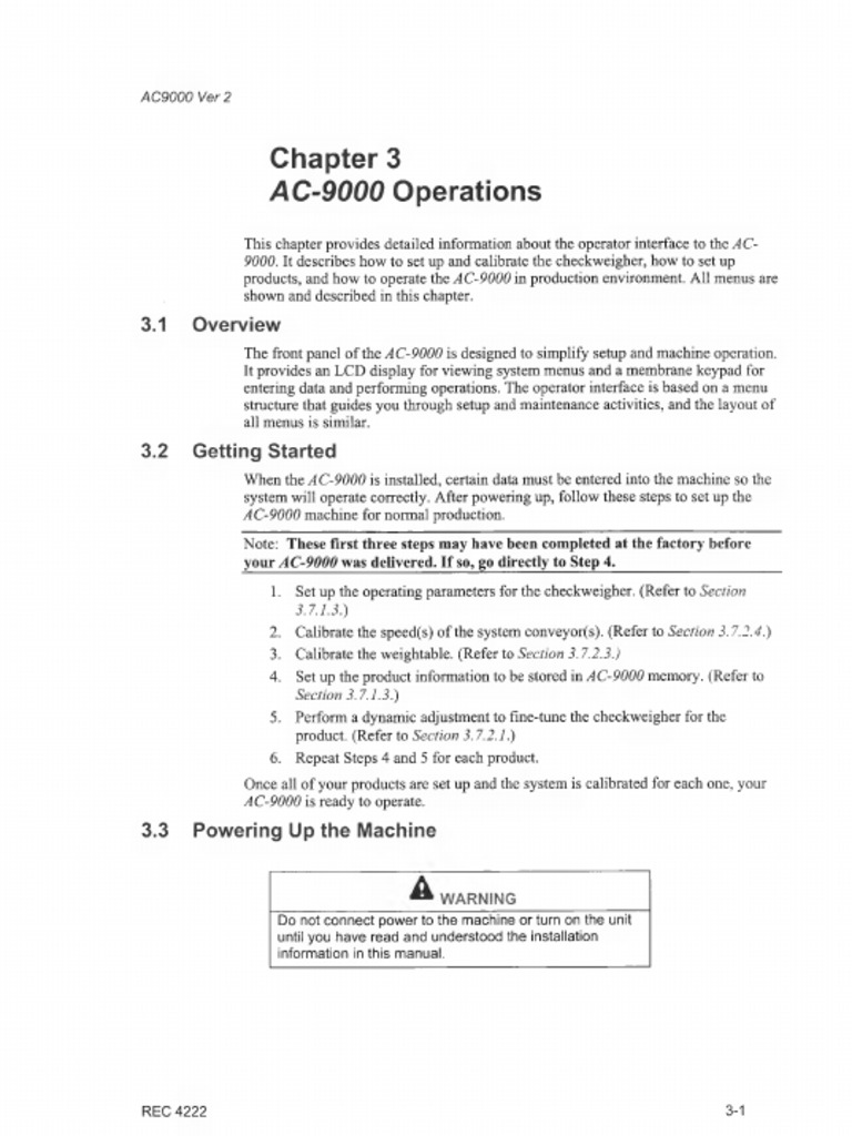 AC9000 Checkweigher Setup Guide | PDF | Menu (Computing) | Menu