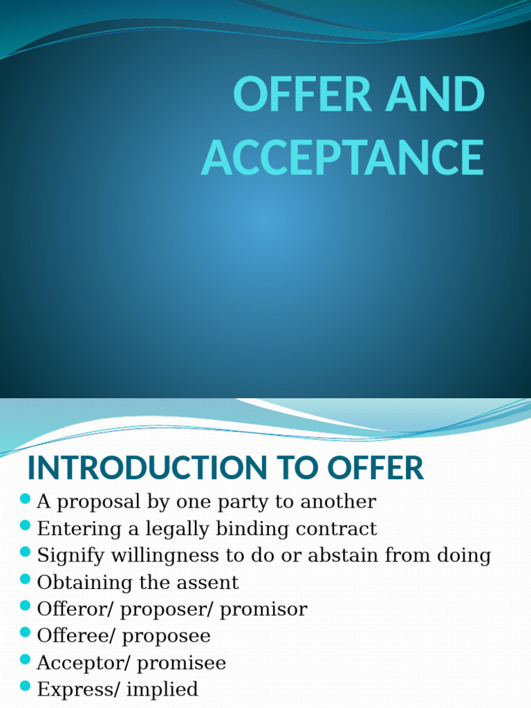 2 Law Of Contract Offer Acceptance Pdf Offer And Acceptance