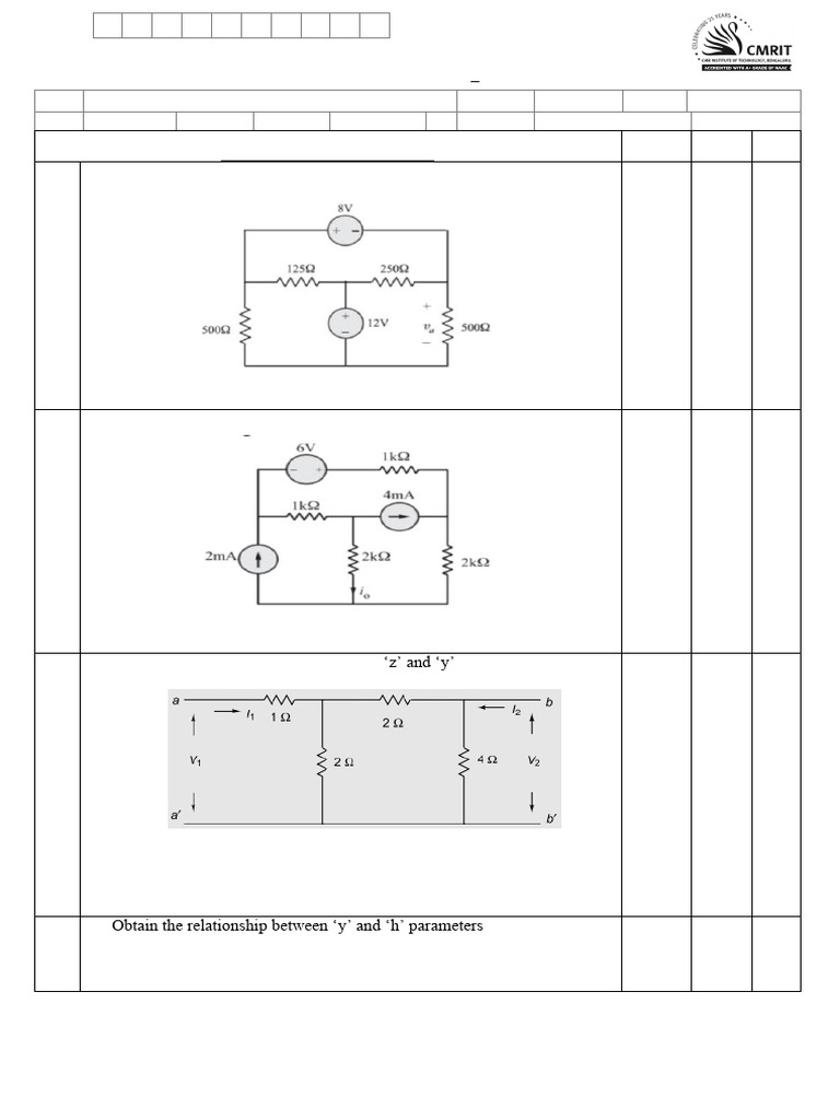 18EC32 Network Theory Question Paper | PDF | Electrical Network ...