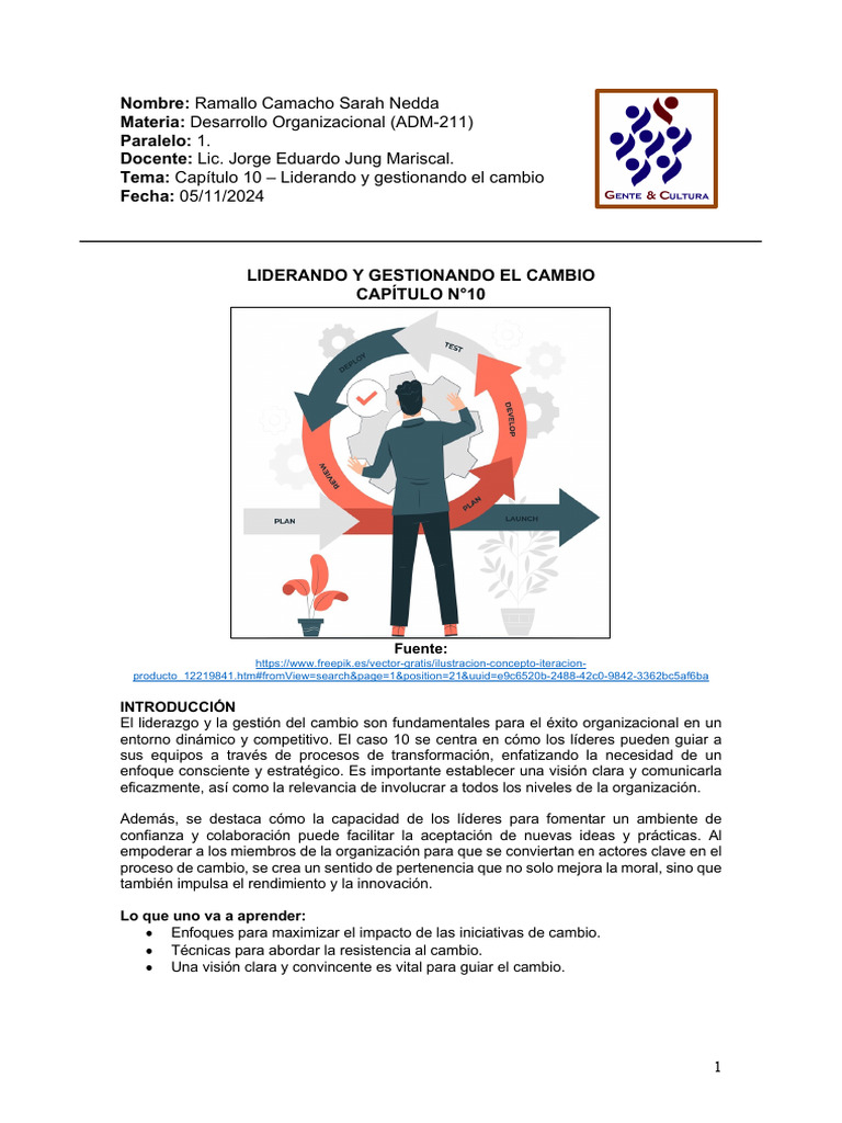 Liderazgo en la Gestión del Cambio | PDF | Planificación | Liderazgo