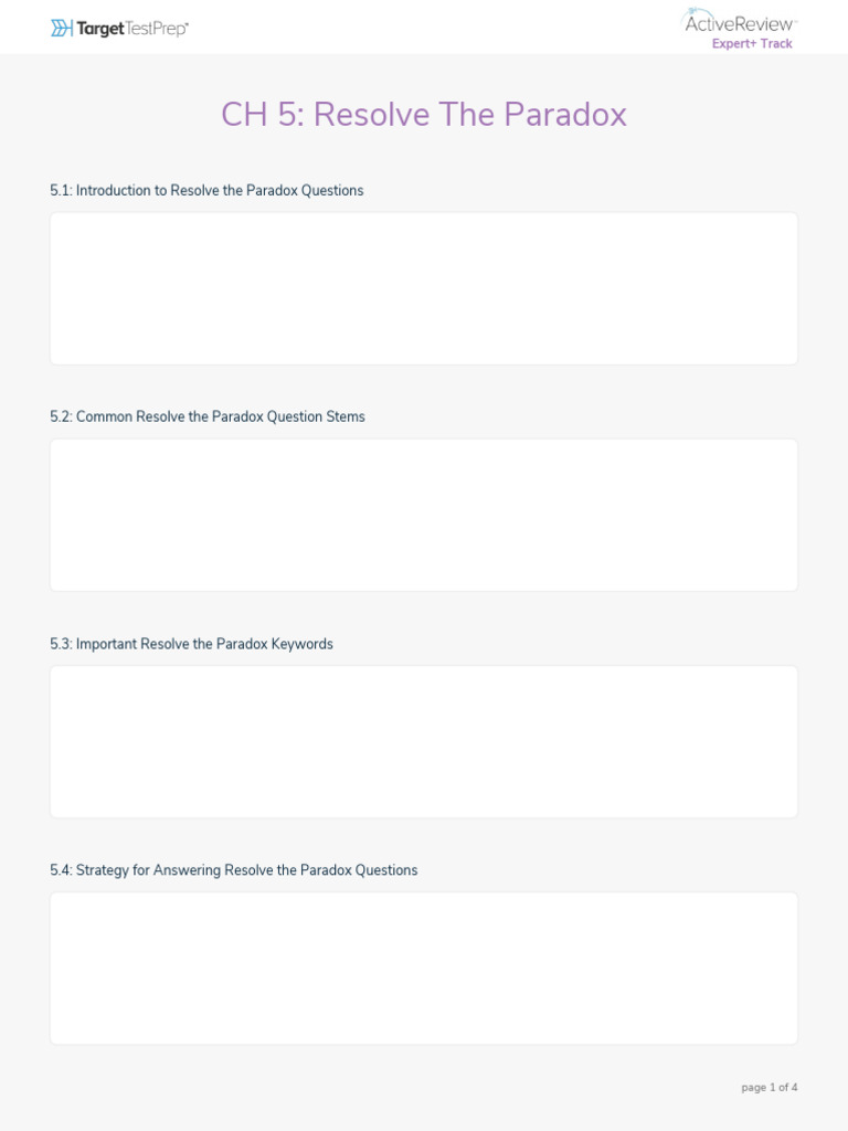 Mastering Resolve the Paradox Questions | PDF