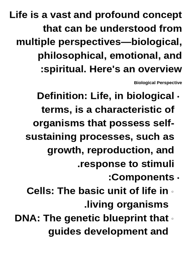 Perspectives on the Concept of Life | PDF