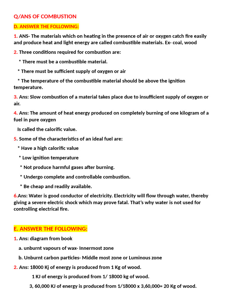 Combustion Basics and Fuel Characteristics | PDF