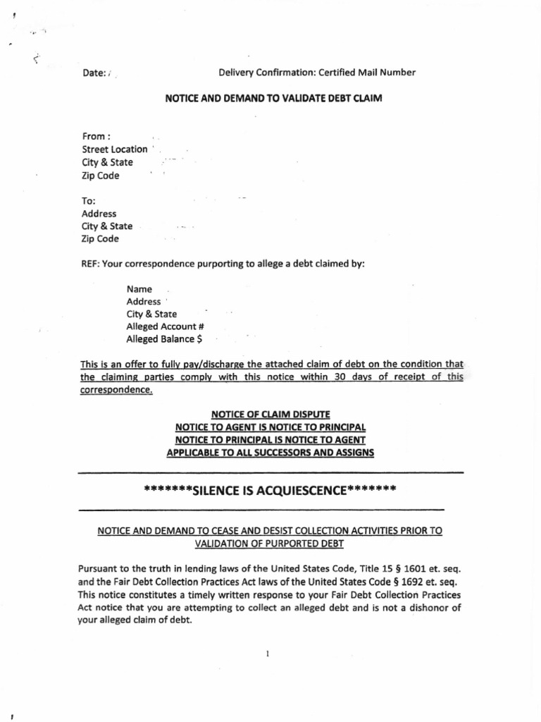 Sample Notice of Claim Dispute Social Institutions Social Science