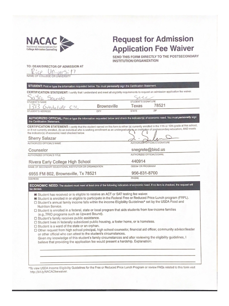 Rice Uni Waiver | PDF