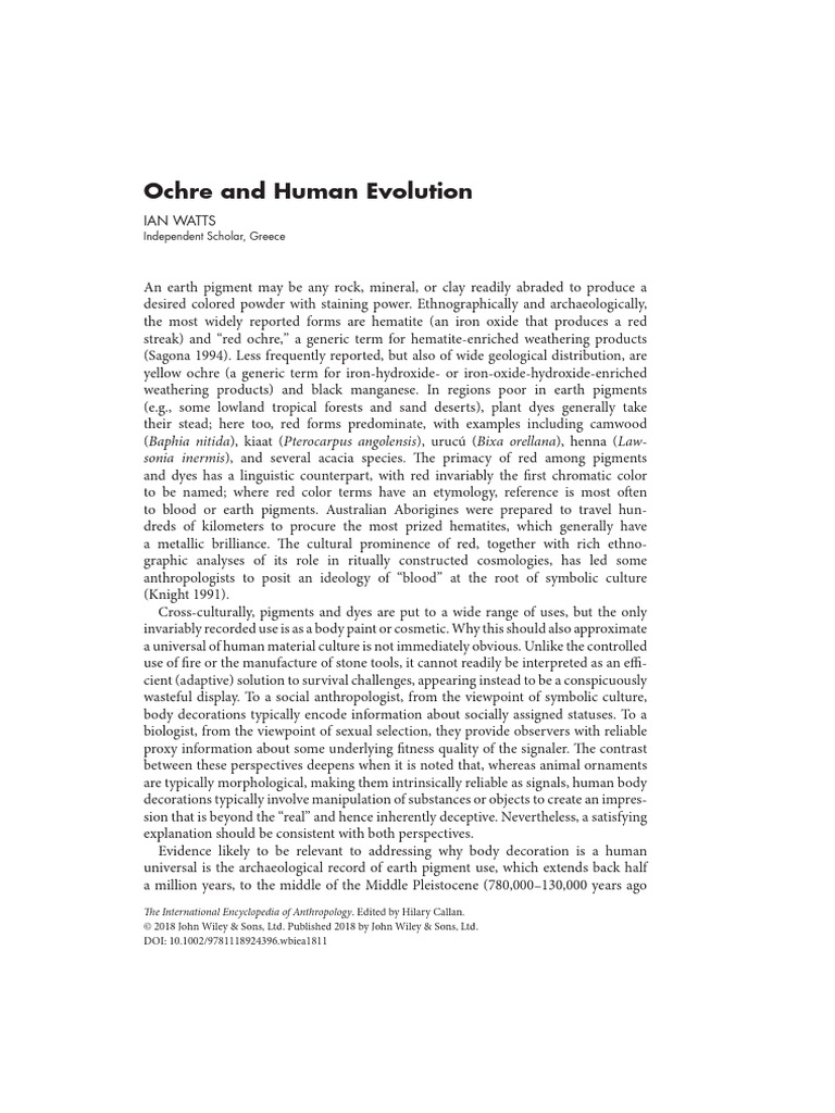 Ochre's Role in Human Evolution | PDF