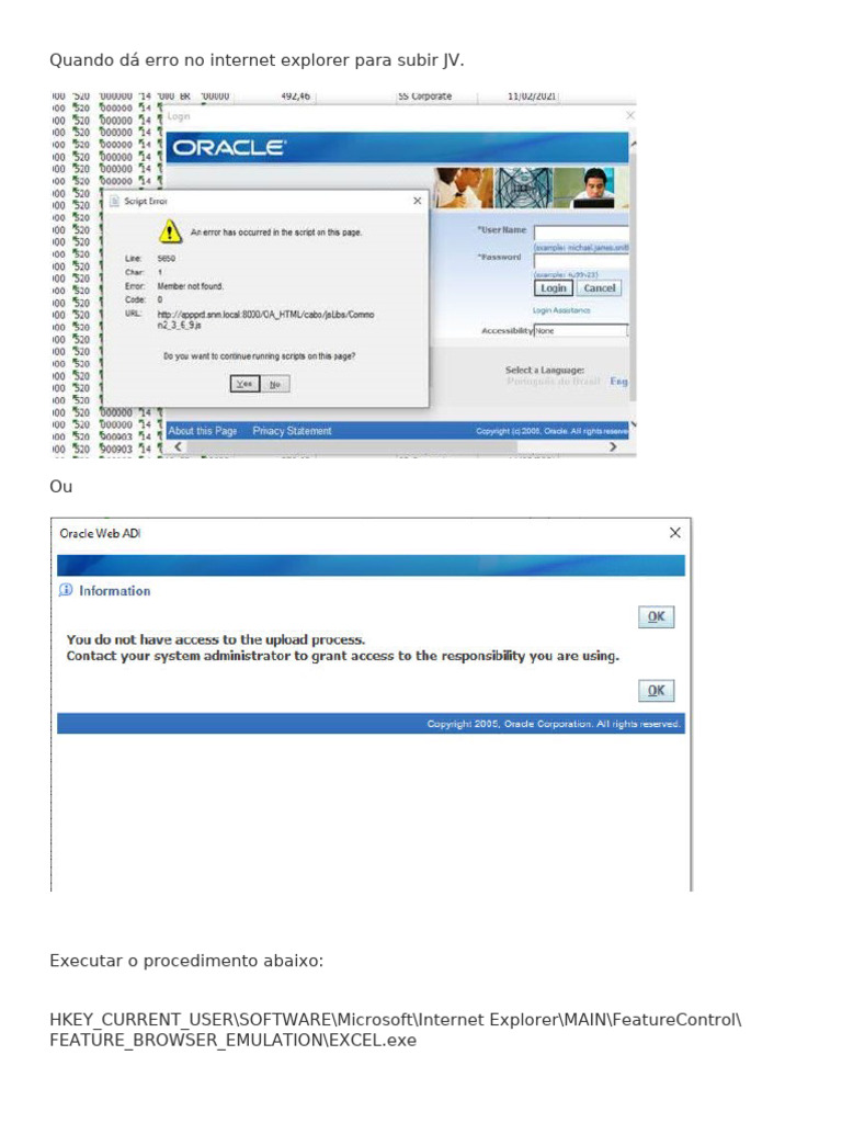 Quando Dá Erro No Internet Explorer para Subir JV | PDF