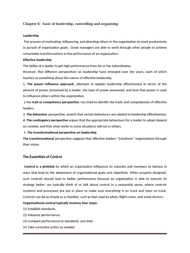 chapter 6 updated | PDF | Leadership | Business Economics